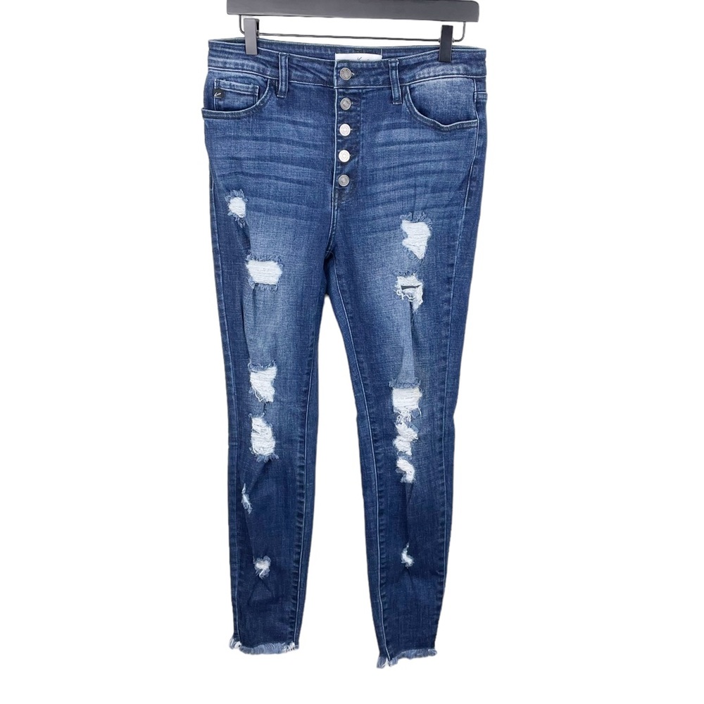 KanCan Lola High Rise Super Skinny Dark Wash Distressed Jeans KC7310D Size 11/29 - Picture 2 of 9